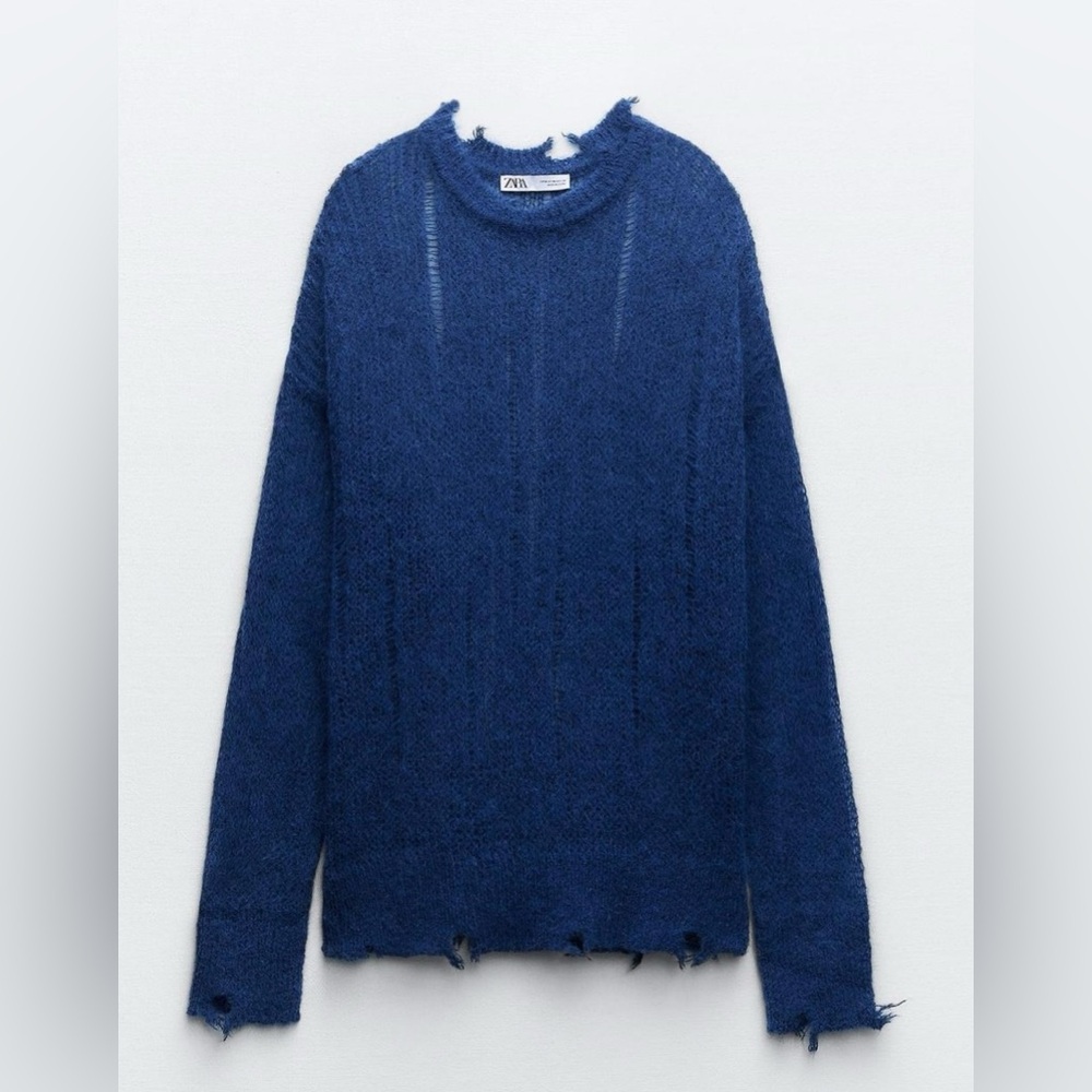 Zara distressed wool blend sweater